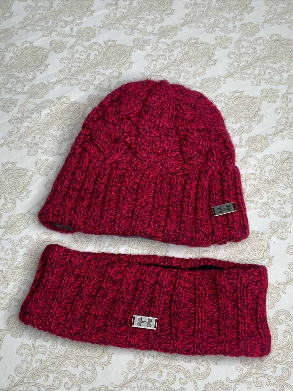 Under Armour Women’s Fleece Lined Beanie & Headband Set Magenta Pink